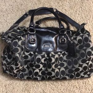 Black and Grey Coach Logo Bag